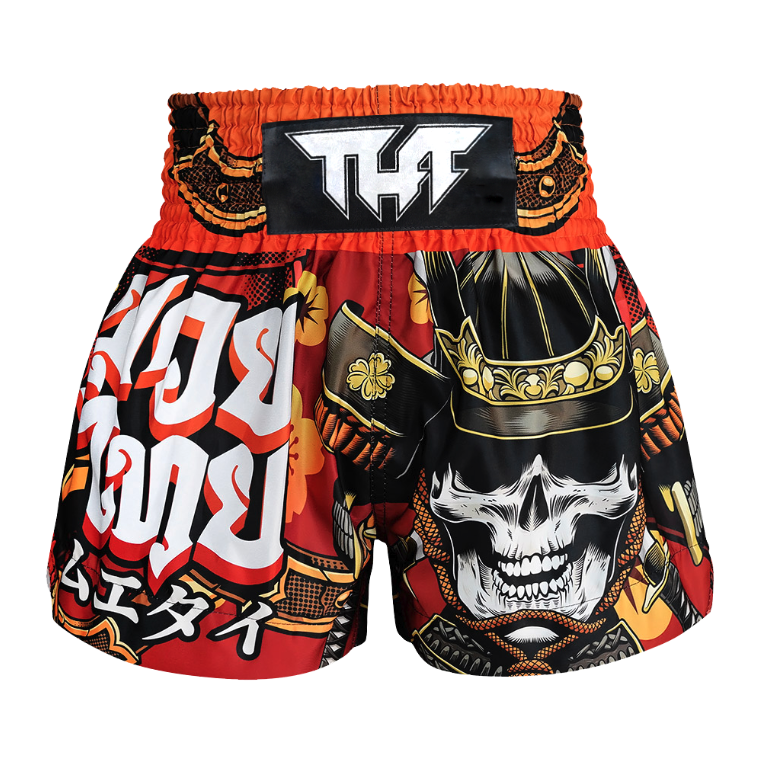 In Flames Skull Print Pattern Muay Thai Boxing Shorts